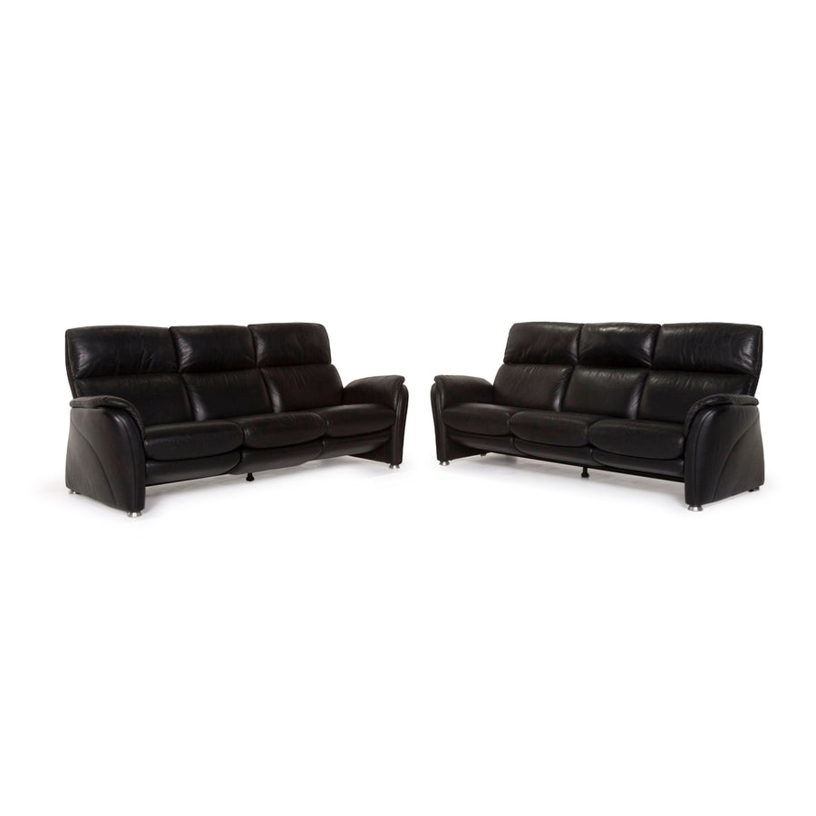 Willi Schillig Leder Sofa Garnitur Schwarz Dreisitzer inkl. Funktion #13292