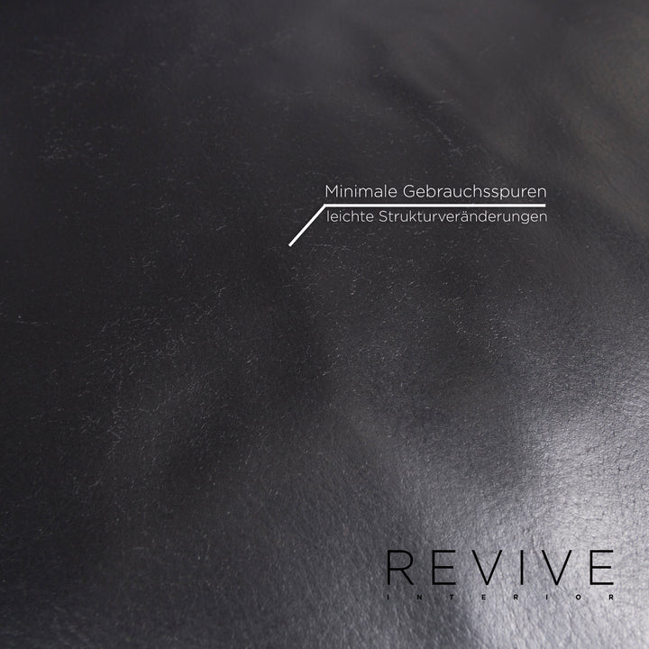 Willi Schillig leather sofa set black three-seater including function #13292