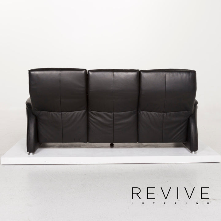 Willi Schillig leather sofa set black three-seater including function #13292