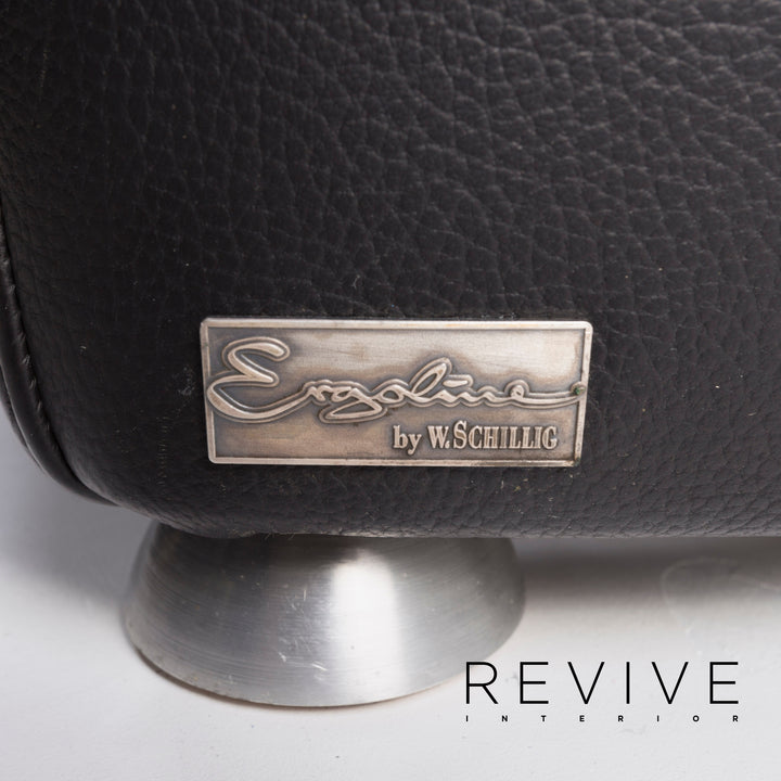 Willi Schillig leather sofa set black three-seater including function #13292