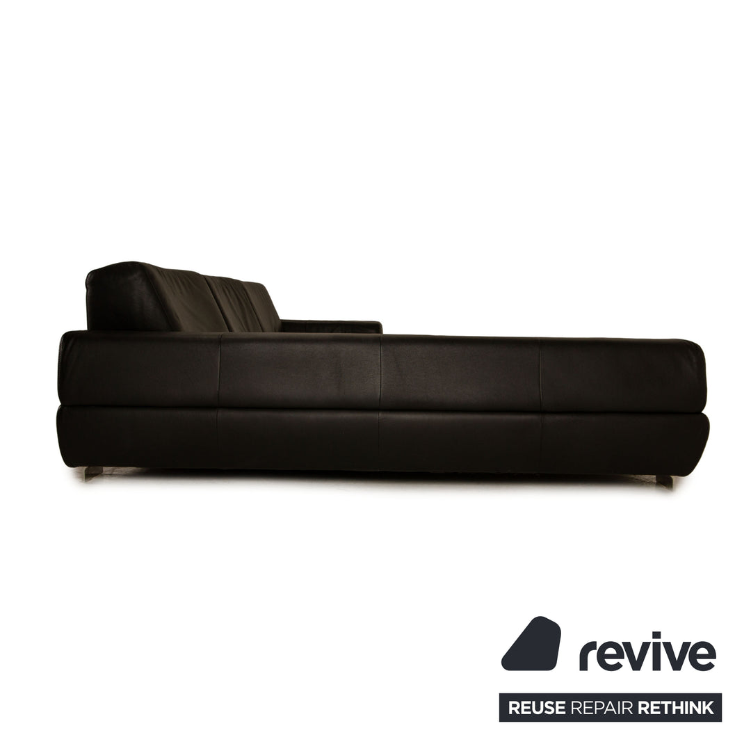 Willi Schillig leather sofa set black corner sofa stool