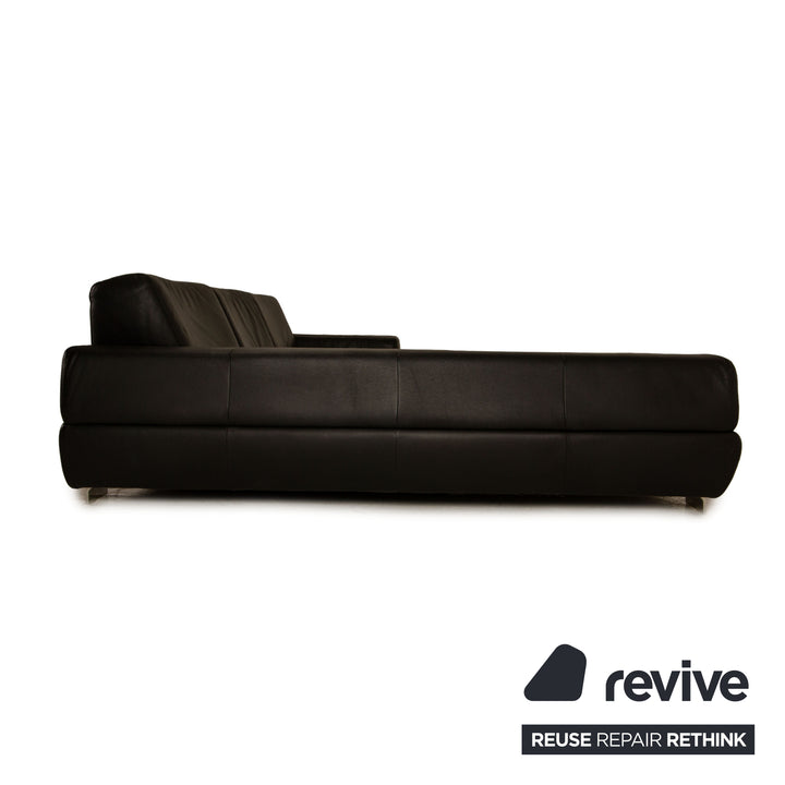 Willi Schillig leather sofa set black corner sofa stool