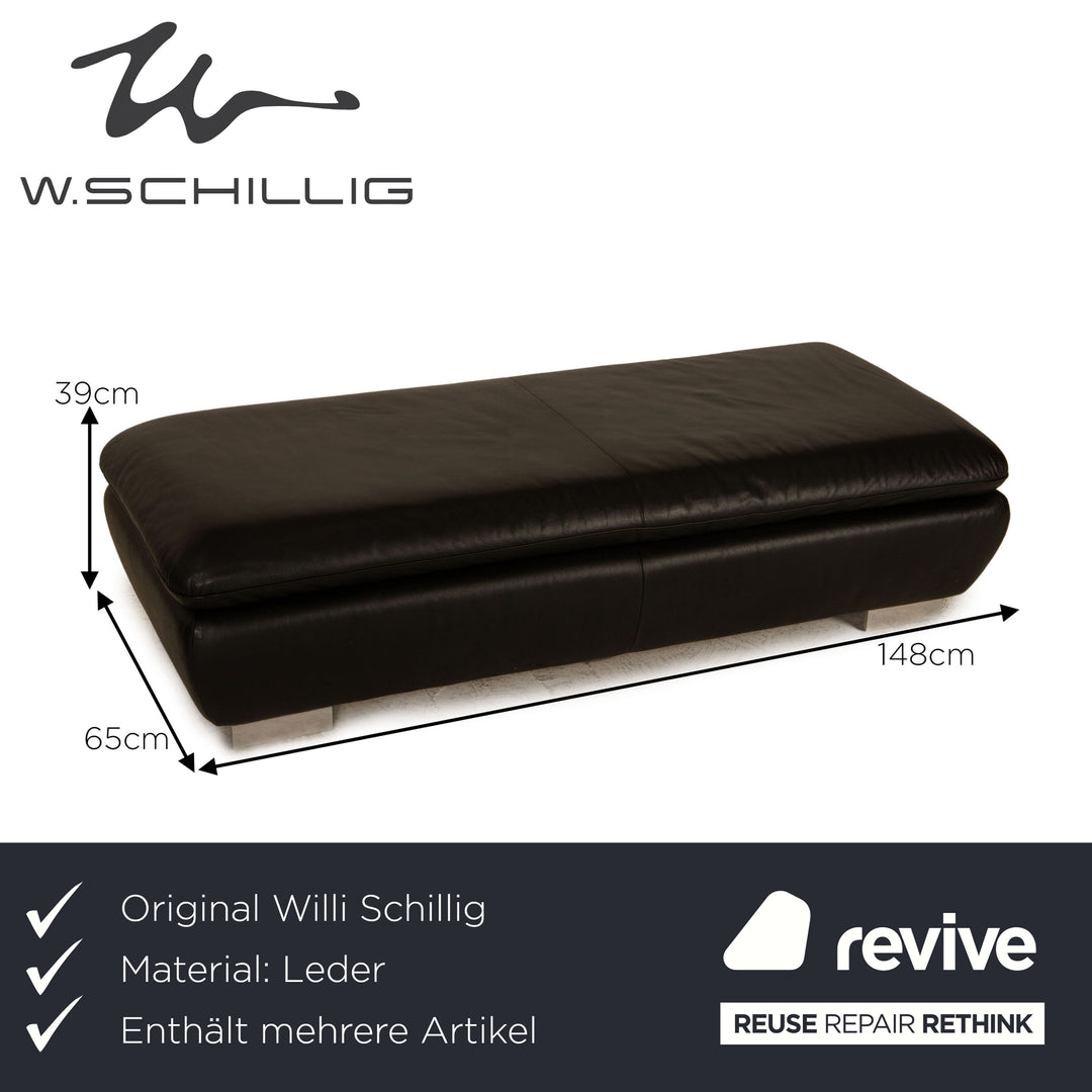 Willi Schillig leather sofa set black corner sofa stool