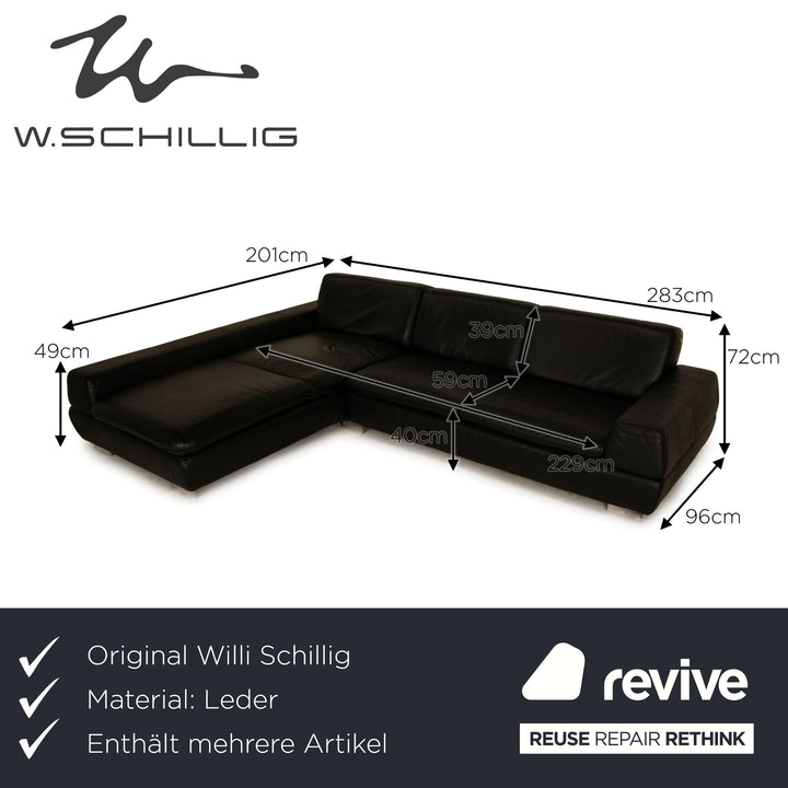 Willi Schillig leather sofa set black corner sofa stool