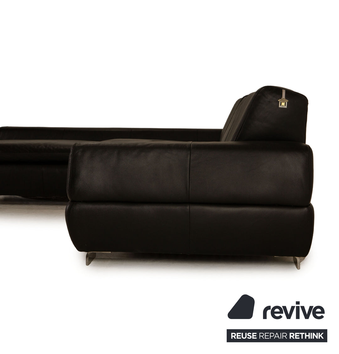 Willi Schillig leather sofa set black corner sofa stool