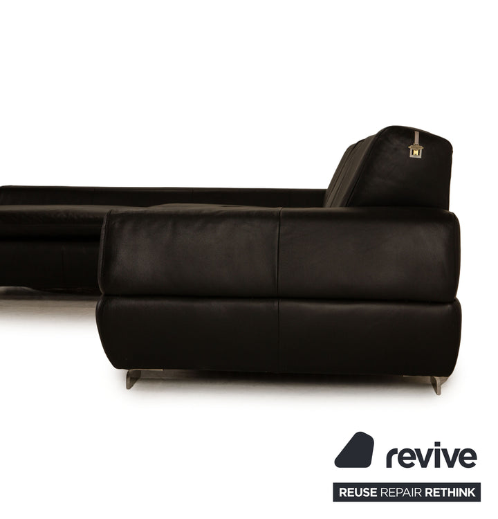 Willi Schillig leather sofa set black corner sofa stool