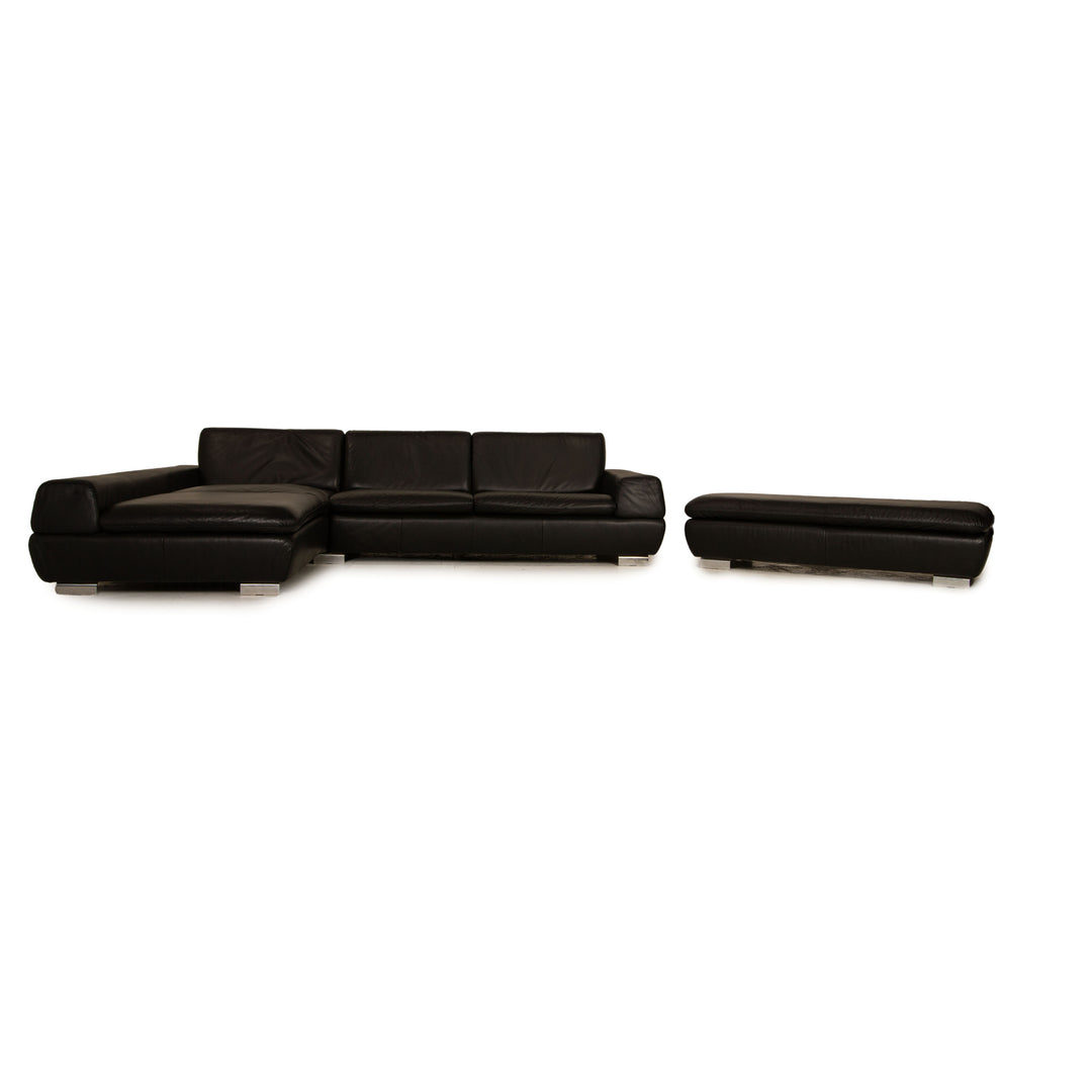 Willi Schillig leather sofa set black corner sofa stool