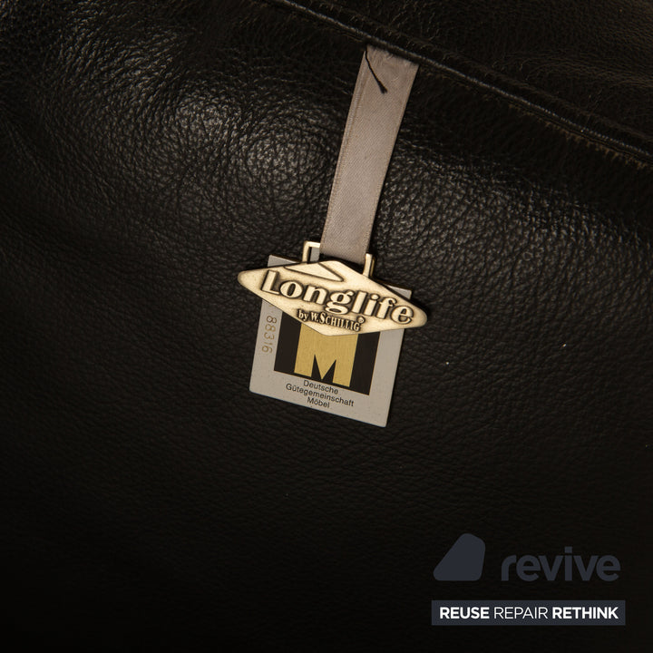 Willi Schillig leather sofa set black corner sofa stool