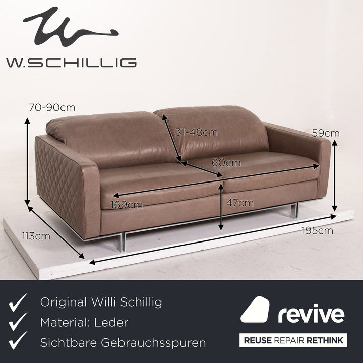 Willi Schillig Leder Sofa Grau Beige Zweisitzer Couch #15365