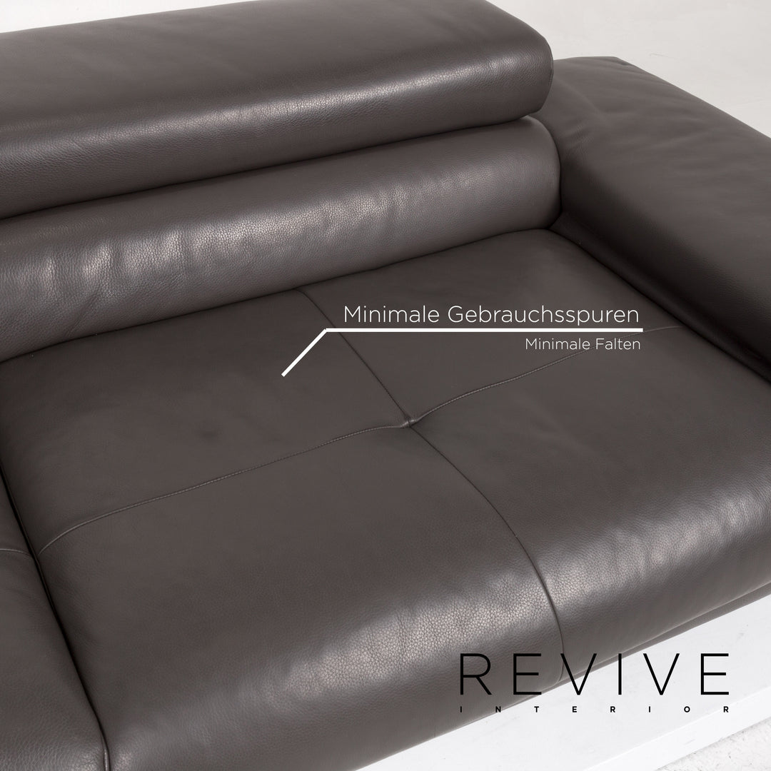 Willi Schillig leather sofa gray two-seater couch #13185