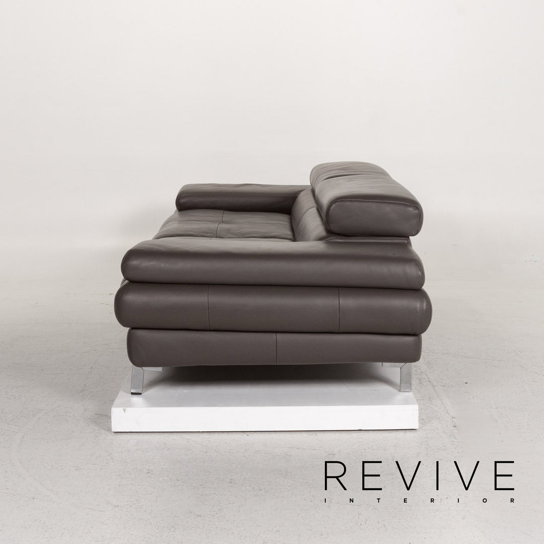 Willi Schillig leather sofa gray two-seater couch #13185