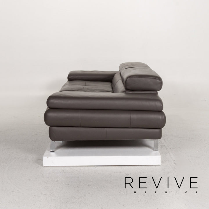 Willi Schillig leather sofa gray two-seater couch #13185