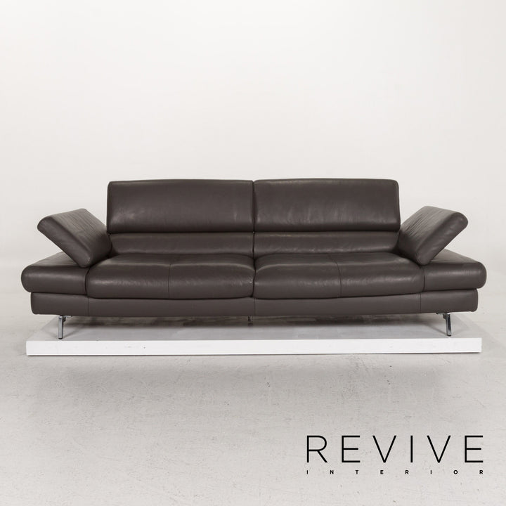 Willi Schillig leather sofa gray two-seater couch #13185