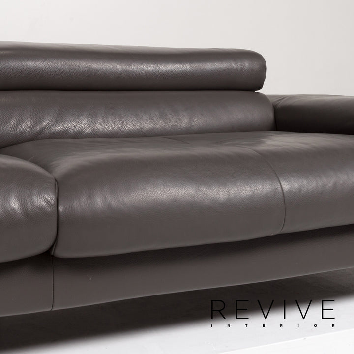 Willi Schillig leather sofa gray two-seater couch #13185