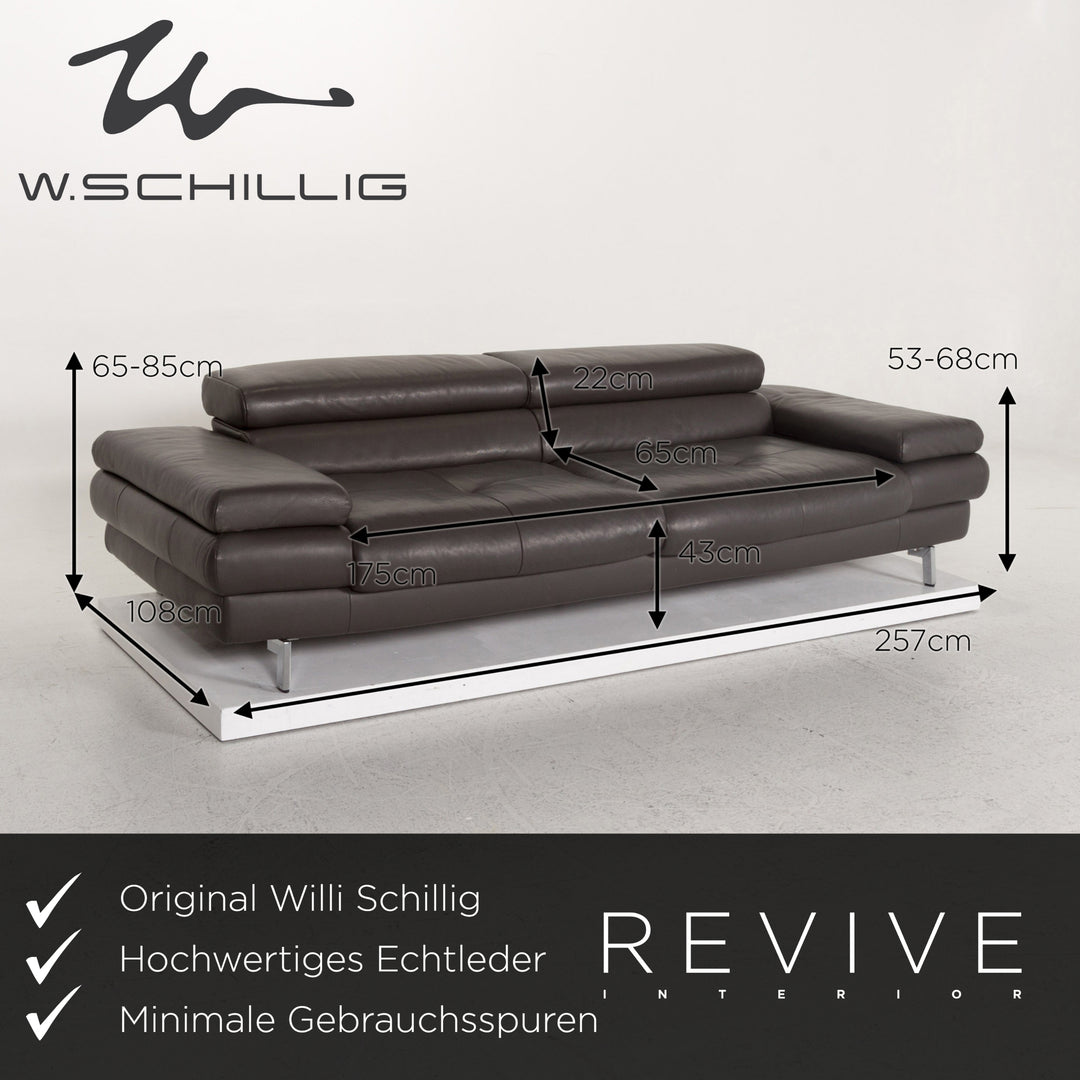 Willi Schillig leather sofa gray two-seater couch #13185