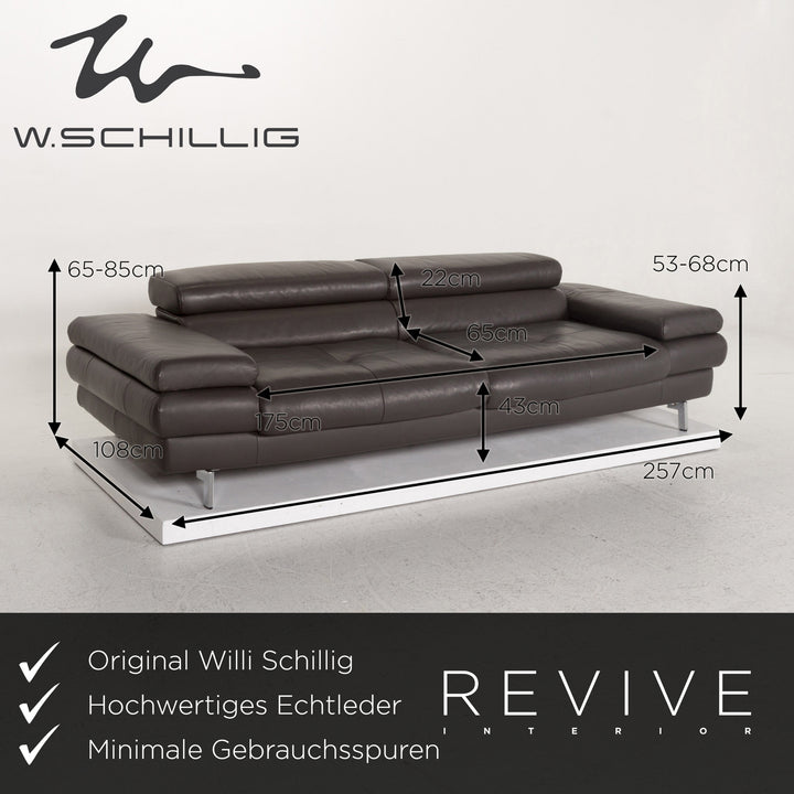 Willi Schillig leather sofa gray two-seater couch #13185