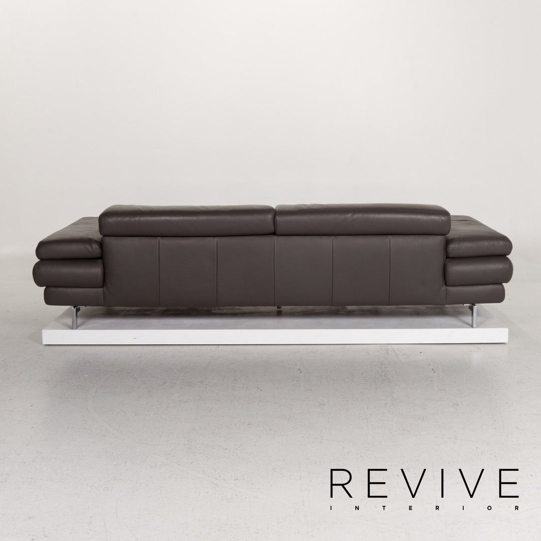 Willi Schillig leather sofa gray two-seater couch #13185