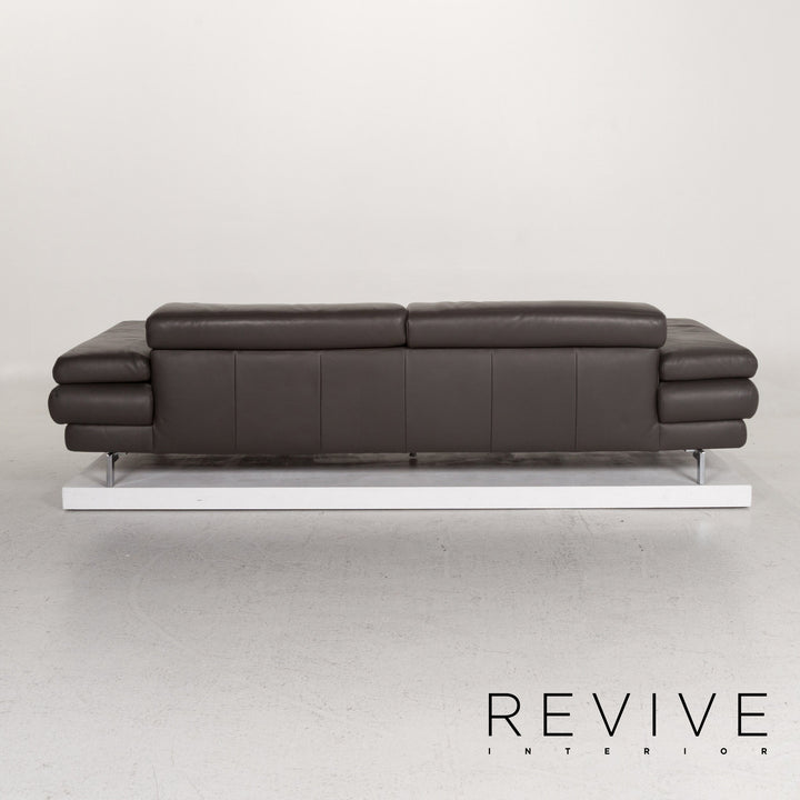 Willi Schillig leather sofa gray two-seater couch #13185