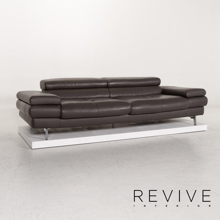 Willi Schillig leather sofa gray two-seater couch #13185