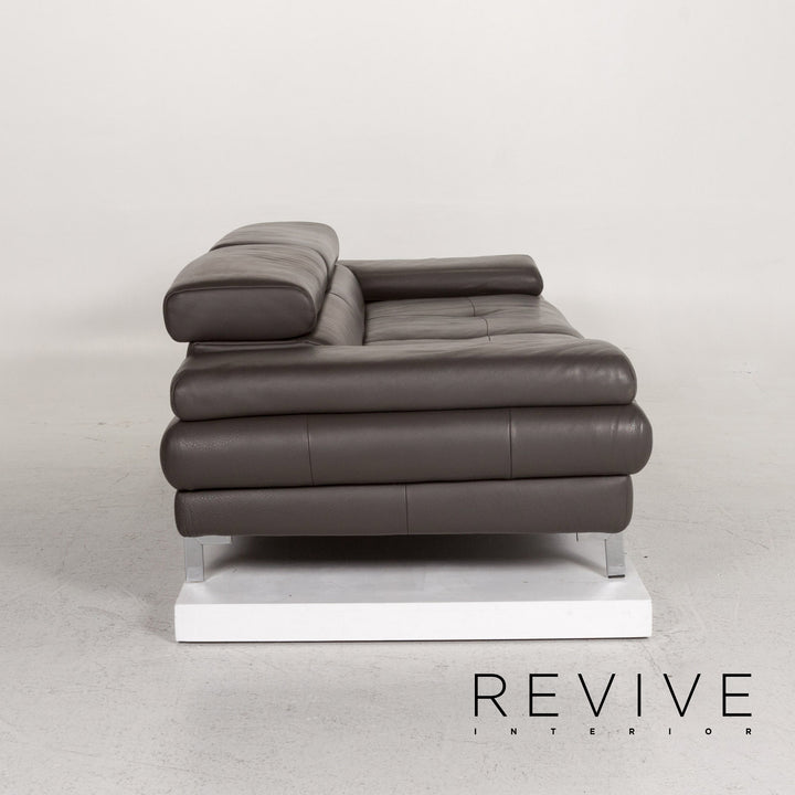 Willi Schillig leather sofa gray two-seater couch #13185