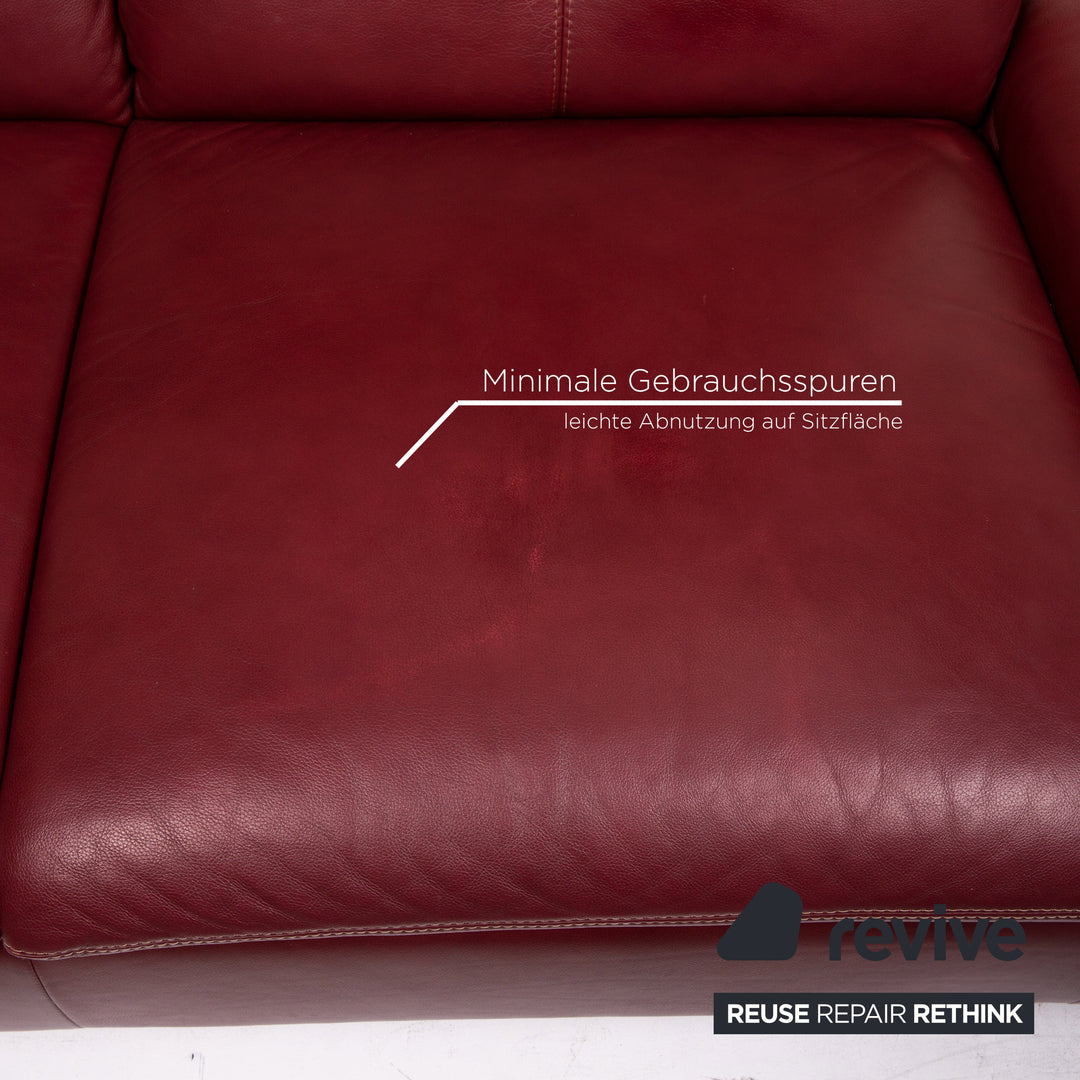 Willi Schillig leather sofa red wine red two-seater function couch