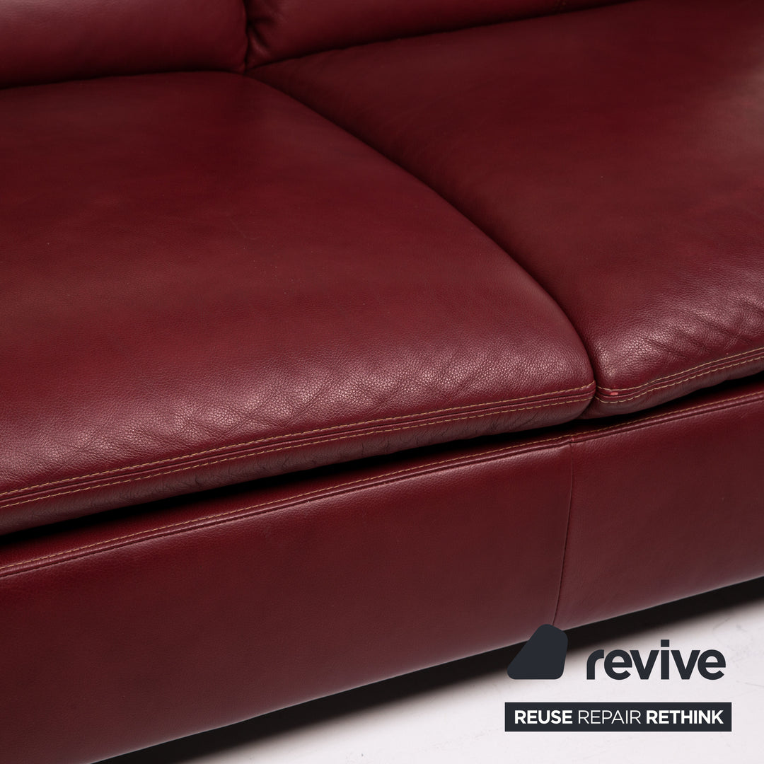 Willi Schillig leather sofa red wine red two-seater function couch