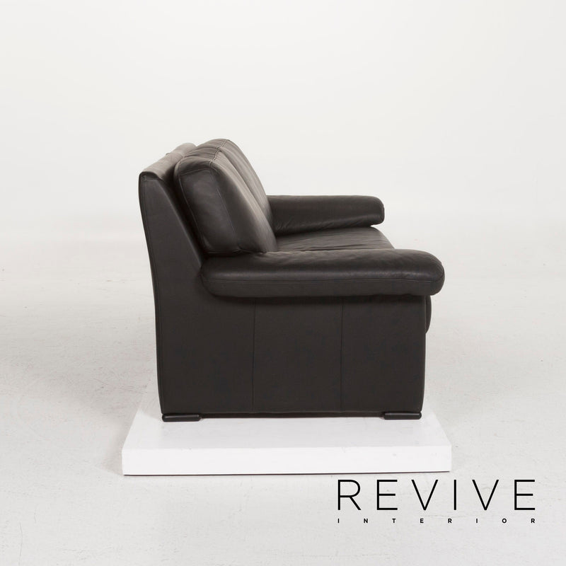 Willi Schillig Leder Sofa Schwarz Dreisitzer Couch 