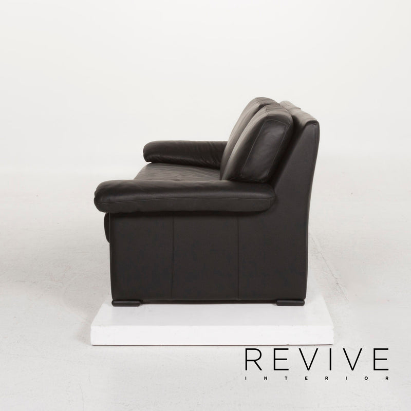 Willi Schillig Leder Sofa Schwarz Dreisitzer Couch 