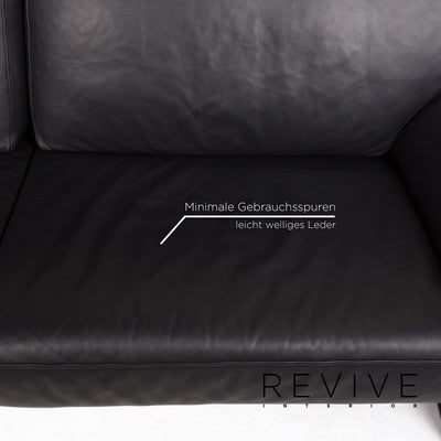 Willi Schillig Leder Sofa Schwarz Dreisitzer Couch #12853