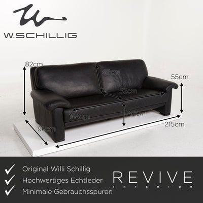 Willi Schillig Leder Sofa Schwarz Dreisitzer Couch #12853