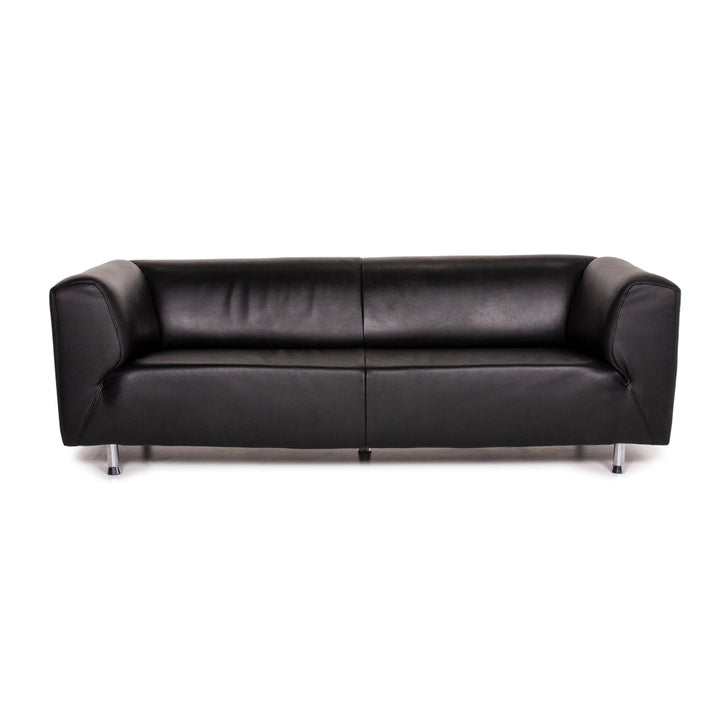 Willi Schillig Leder Sofa Schwarz Dreisitzer Couch #14415