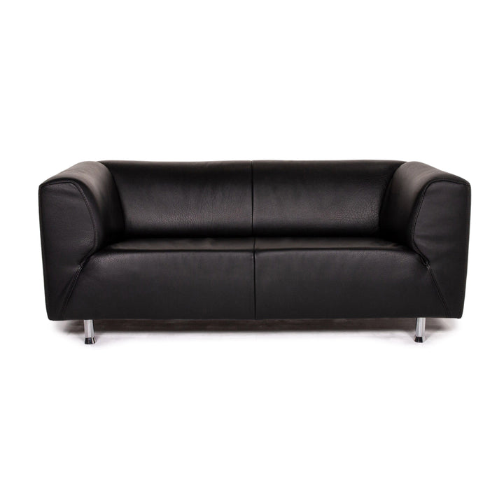 Willi Schillig Leder Sofa Schwarz Zweisitzer Couch #14416