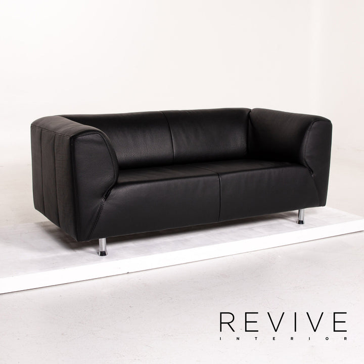 Willi Schillig Leder Sofa Schwarz Zweisitzer Couch #14416