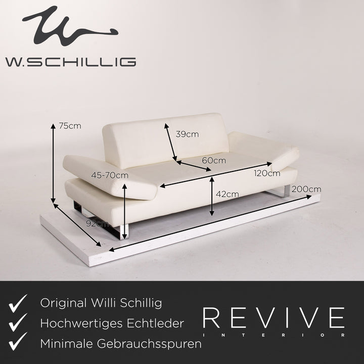 Willi Schillig Leder Sofa Weiß Zweisitzer Funktion Couch #13983
