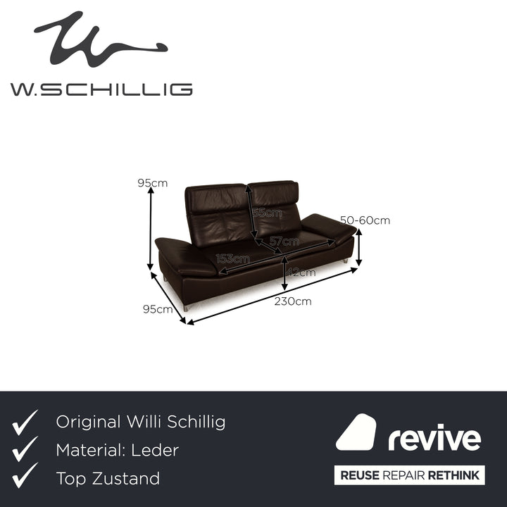 Willi Schillig Leder Zweisitzer Braun Sofa Couch Funktion