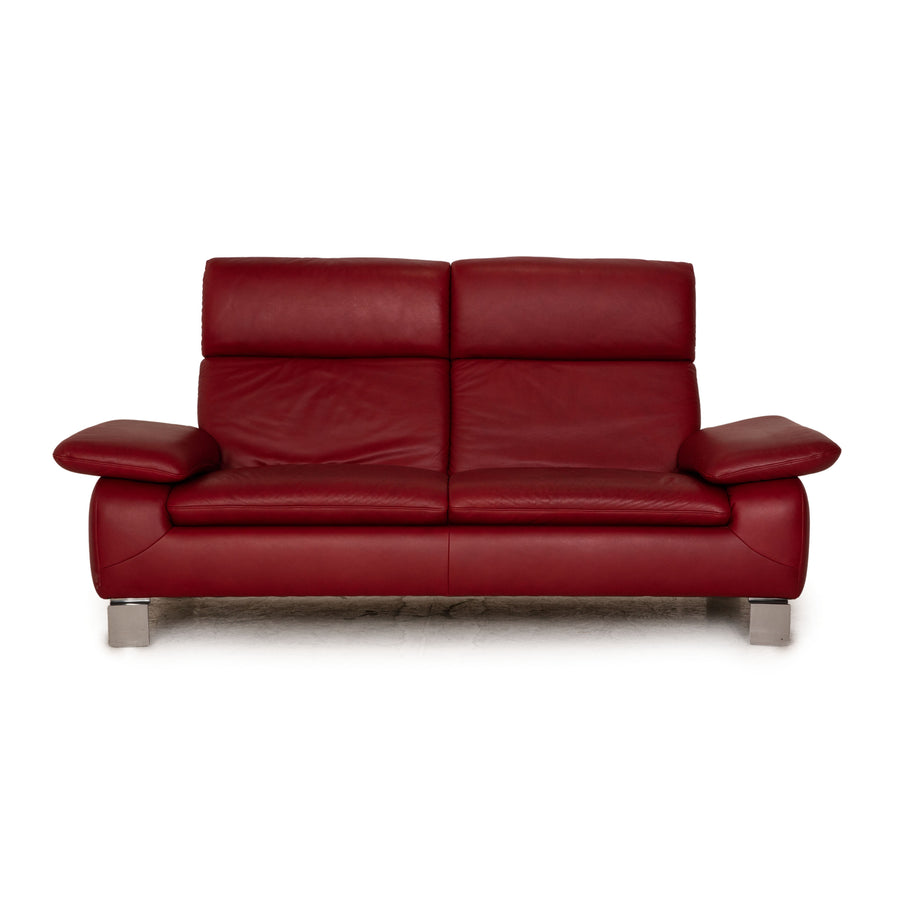 Willi Schillig leather two-seater red sofa couch function