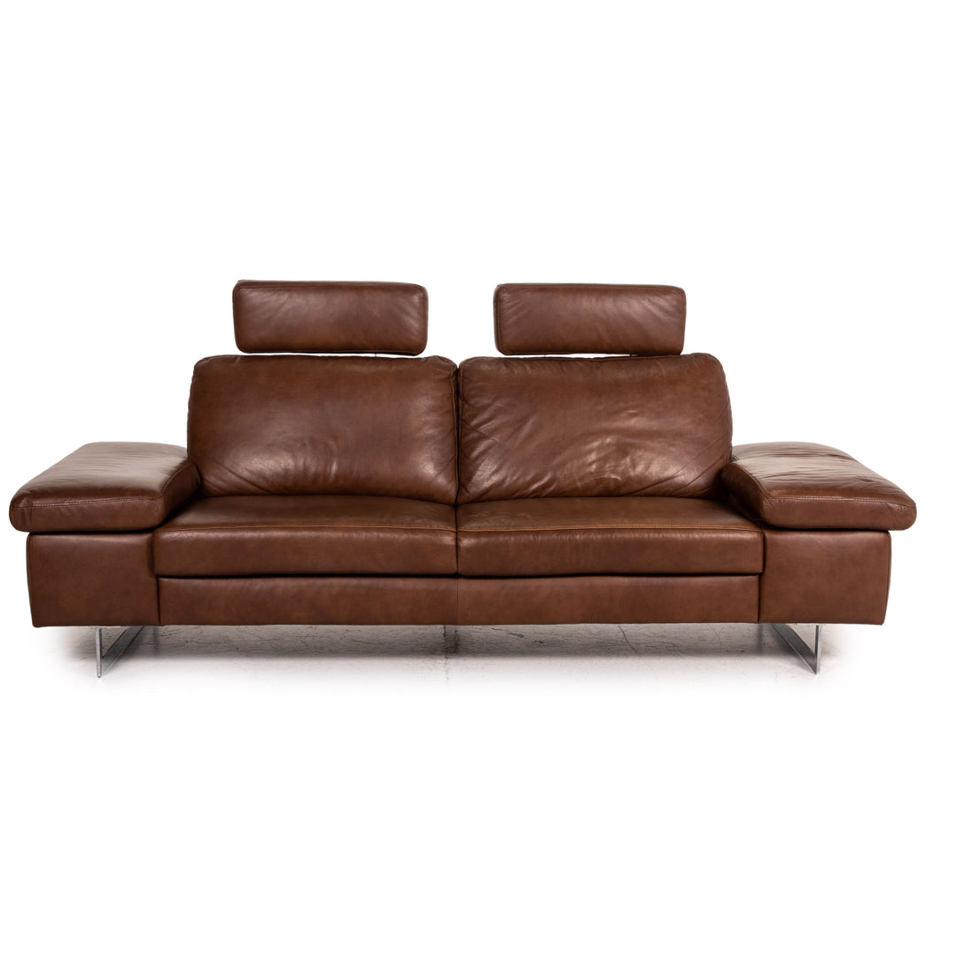 Willi Schillig Lobby Leather Sofa Brown Two-Seater Function Couch