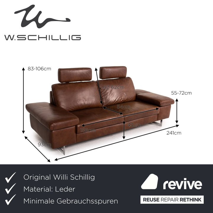 Willi Schillig Lobby Leather Sofa Brown Two-Seater Function Couch