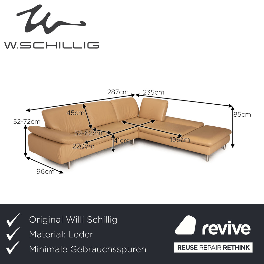 Willi Schillig loop leather corner sofa beige sofa couch function