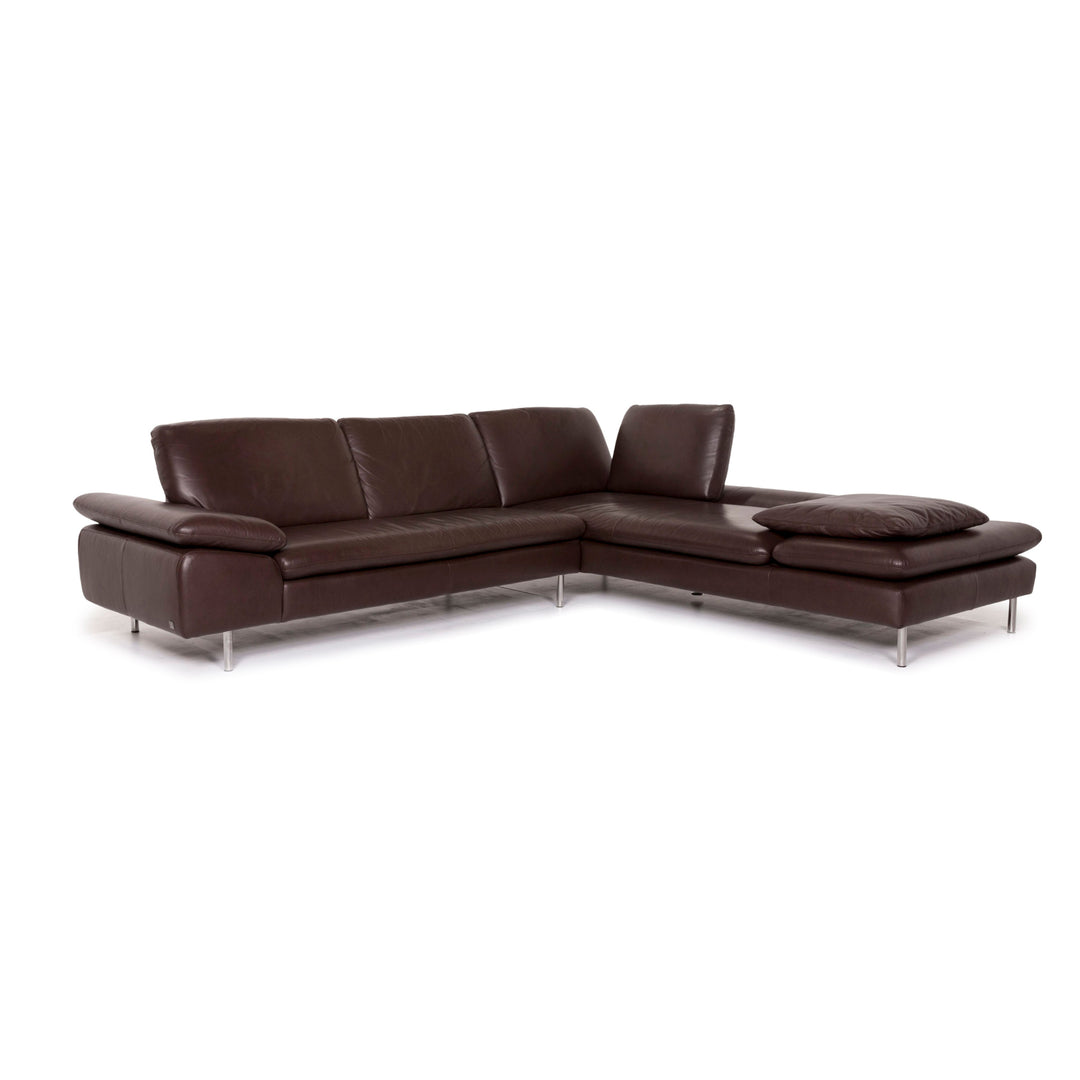 Willi Schillig Loop Leather Corner Sofa Brown Dark Brown Sofa Function Couch #12208