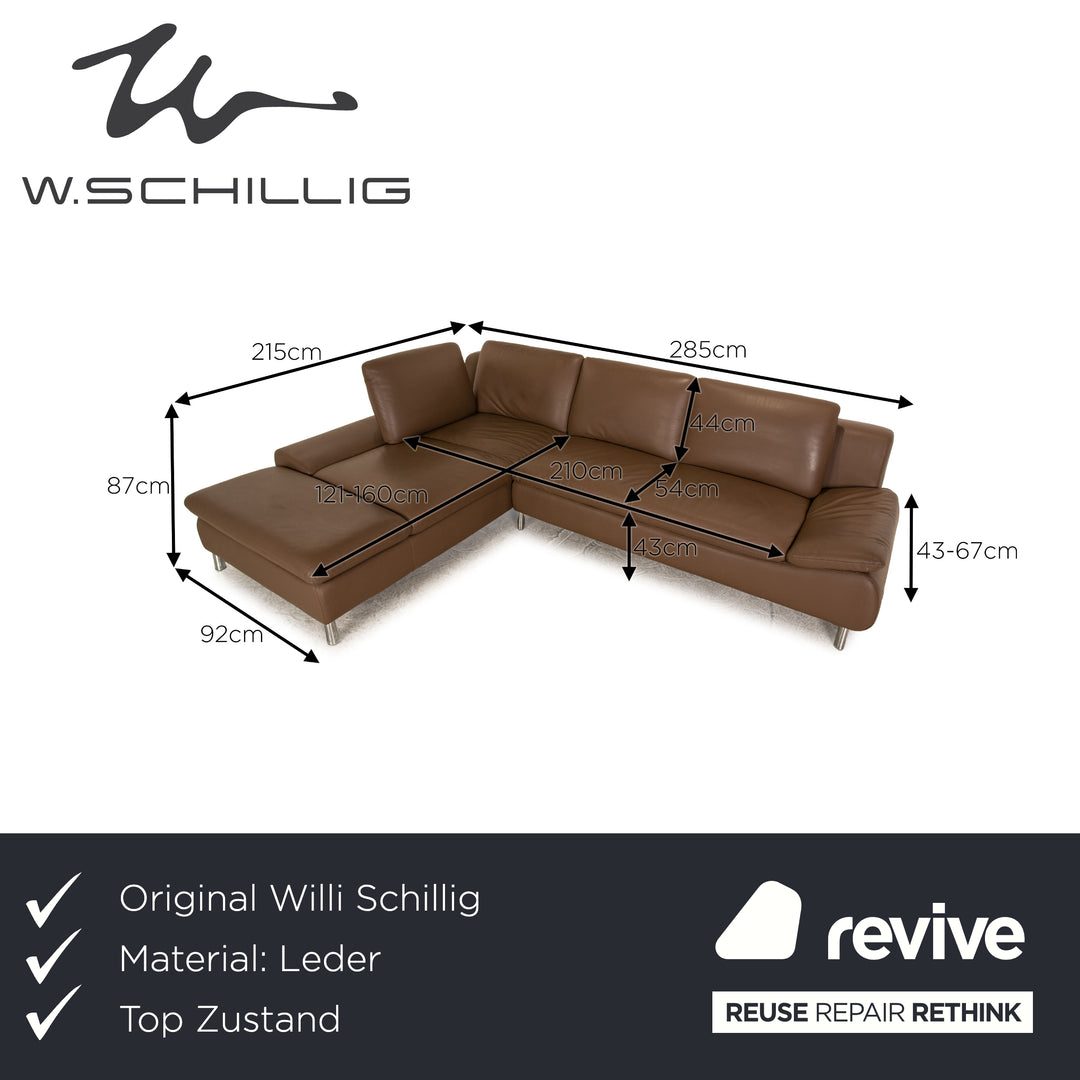 Willi Schillig Loop Leder Ecksofa Braun Sofa Couch manuelle Funktion Recamiere links