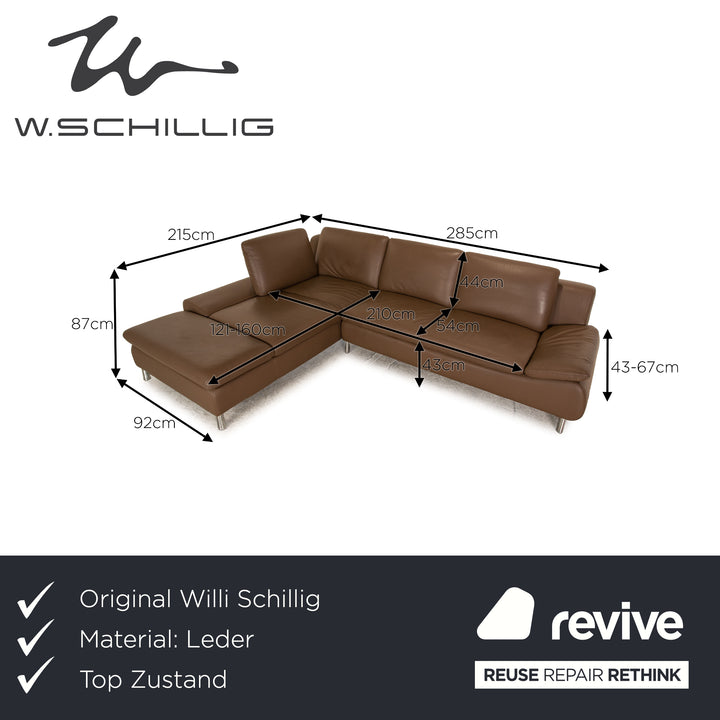 Willi Schillig Loop Leder Ecksofa Braun Sofa Couch manuelle Funktion Recamiere links