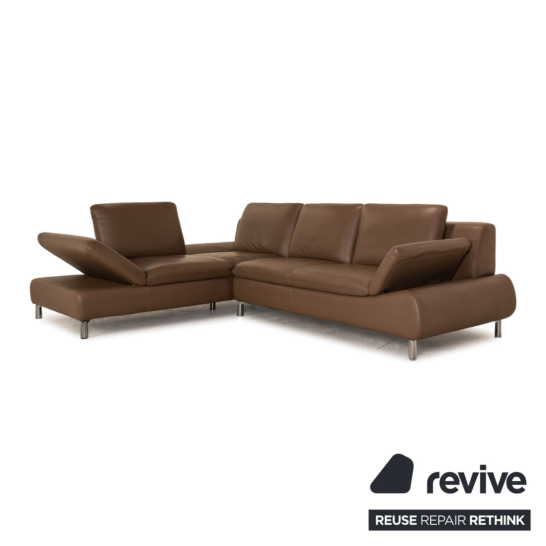 Willi Schillig Loop Leder Ecksofa Braun Sofa Couch manuelle Funktion Recamiere links