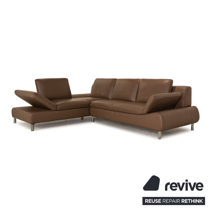 Willi Schillig Loop Leder Ecksofa Braun Sofa Couch manuelle Funktion Recamiere links