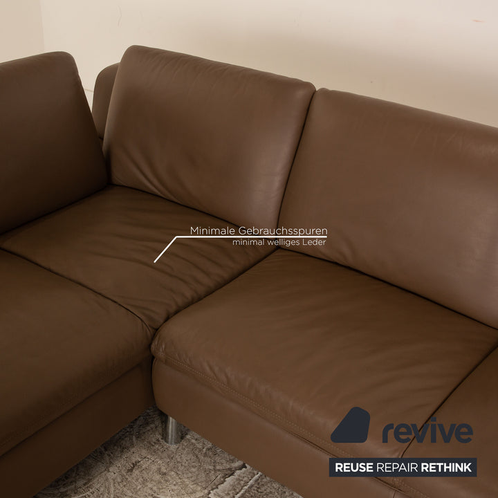 Willi Schillig Loop Leder Ecksofa Braun Sofa Couch manuelle Funktion Recamiere links