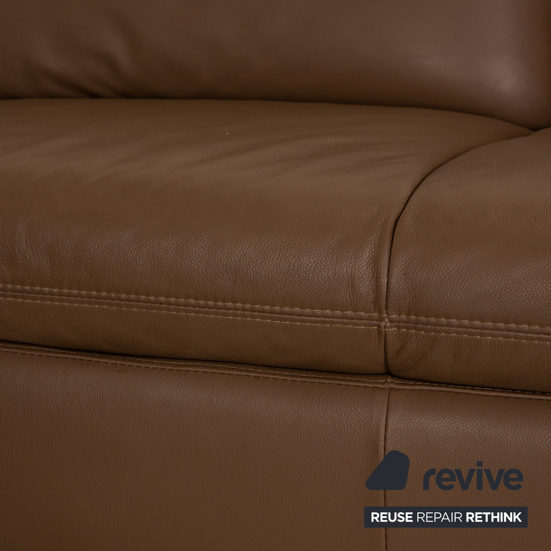 Willi Schillig Loop Leder Ecksofa Braun Sofa Couch manuelle Funktion Recamiere links