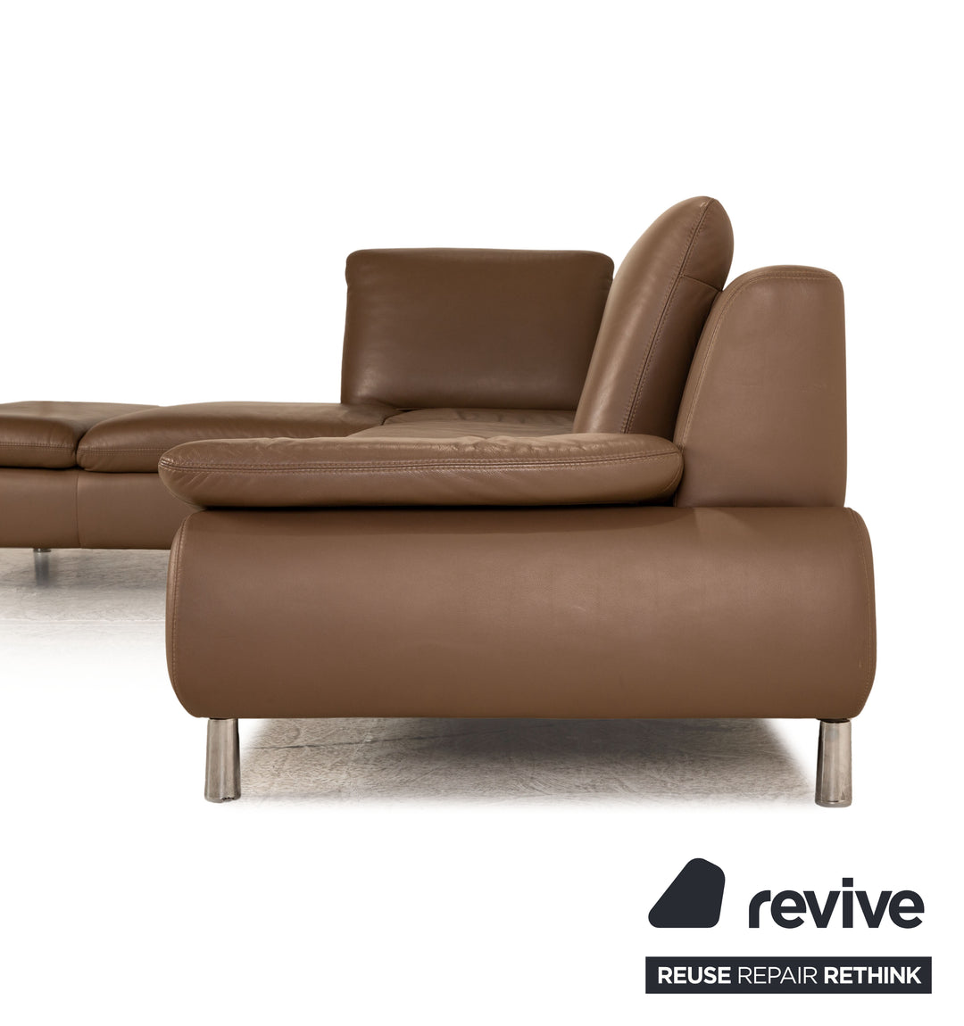 Willi Schillig Loop Leder Ecksofa Braun Sofa Couch manuelle Funktion Recamiere links