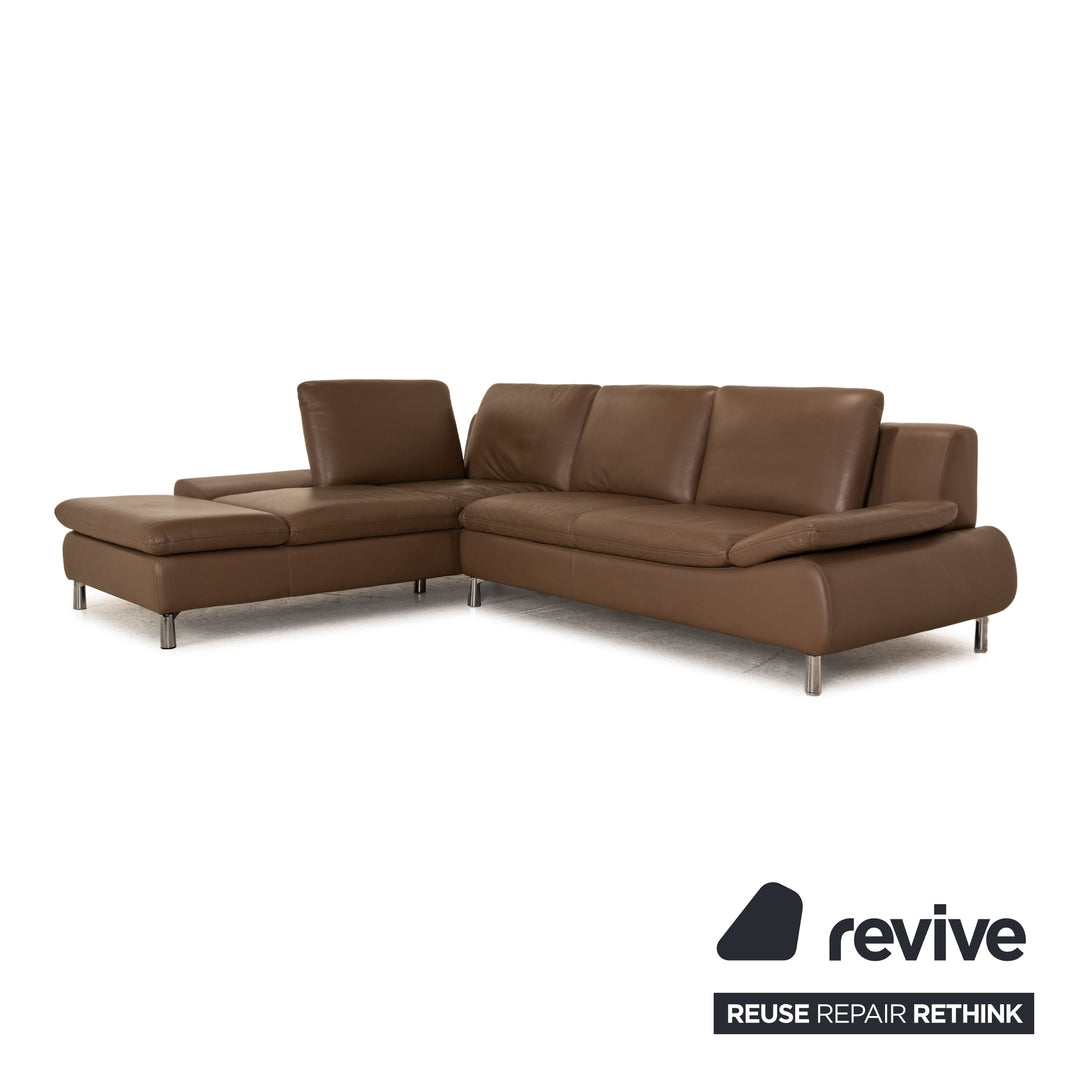 Willi Schillig Loop Leder Ecksofa Braun Sofa Couch manuelle Funktion Recamiere links