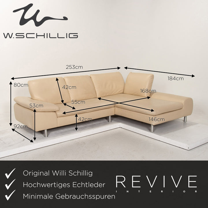 Willi Schillig Loop Leder Ecksofa Creme Funktion Sofa Couch #15331