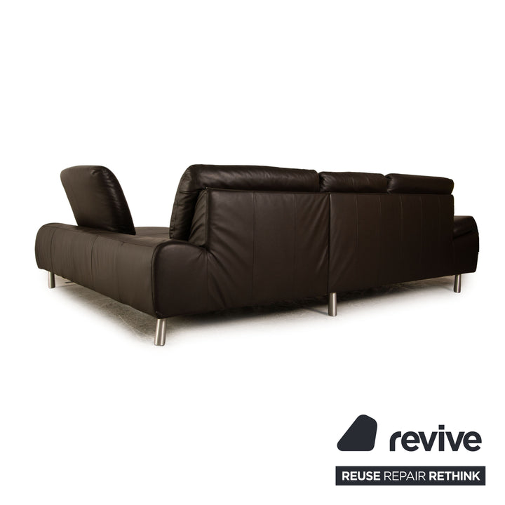 Willi Schillig Loop Leder Ecksofa Braun Dunkelbraun Sofa Couch Funktion Recamiere rechts